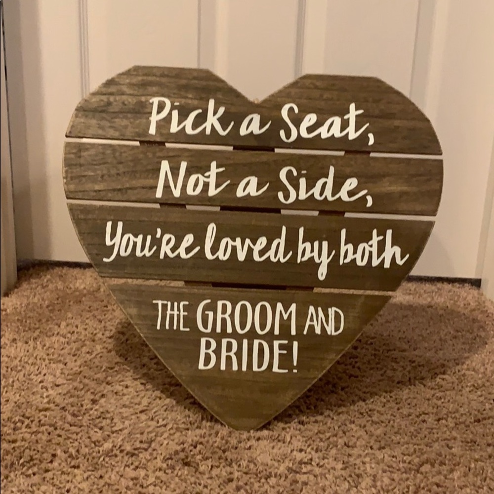 Wedding seat sign bride groom